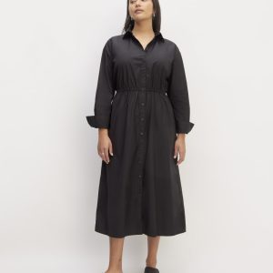 The Supima? Cotton Midi Shirt Dress | Black