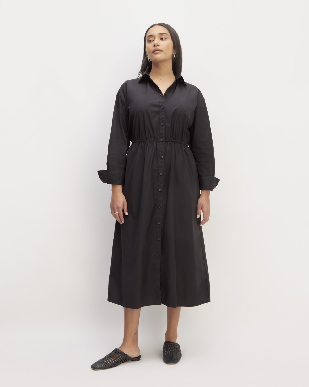 The Supima? Cotton Midi Shirt Dress | Black