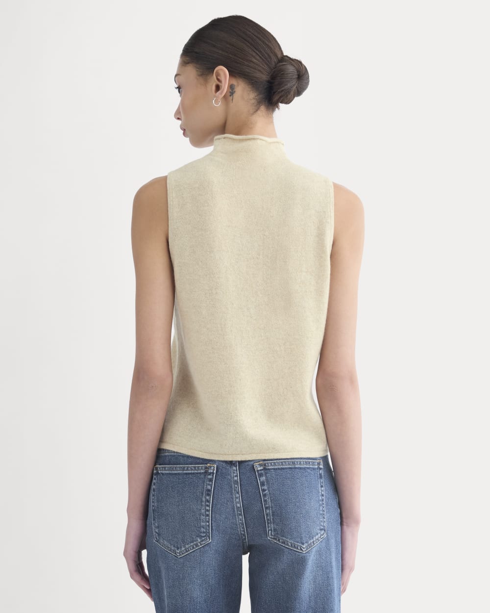 Cashmere Funnel-Neck Tank | Heather Light Camel - Image 5