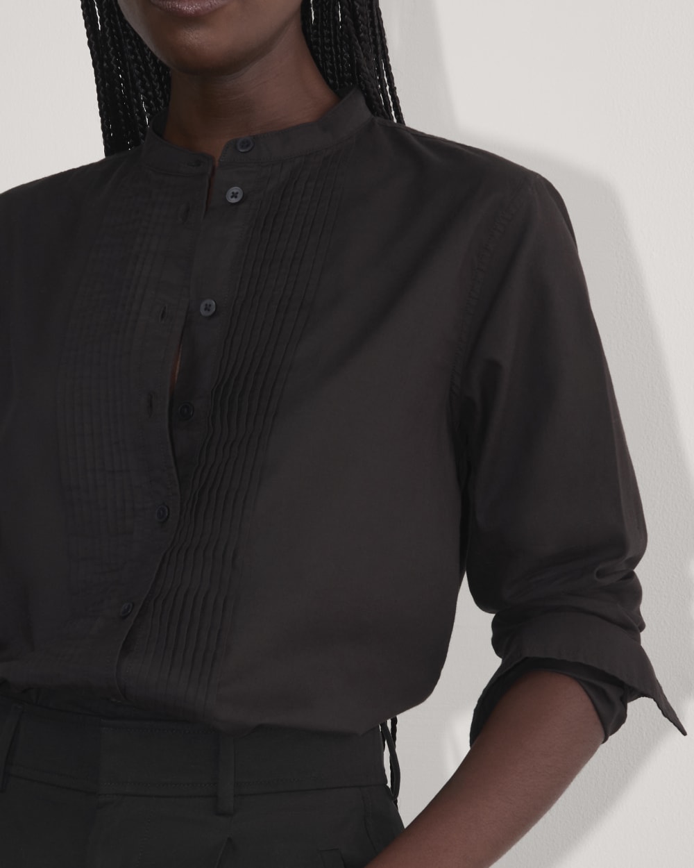 The Tuxedo Shirt in Silky Cotton | Black - Image 4