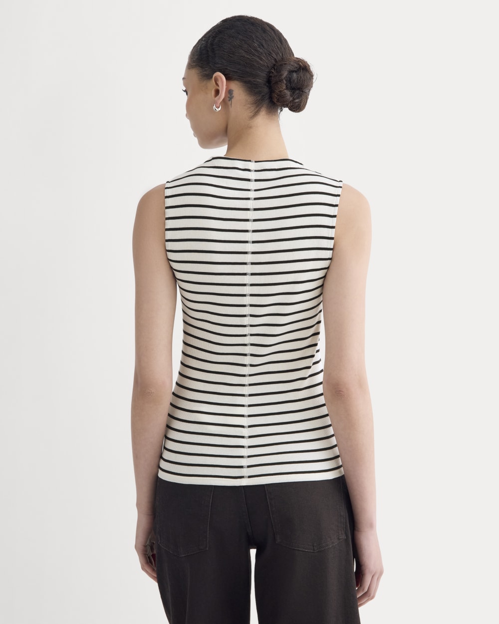 The Luxe Rib Funnel-Neck Tank | Bone / Black - Image 5