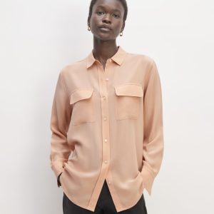 The Utility Shirt in Washable Silk | Blush Pink