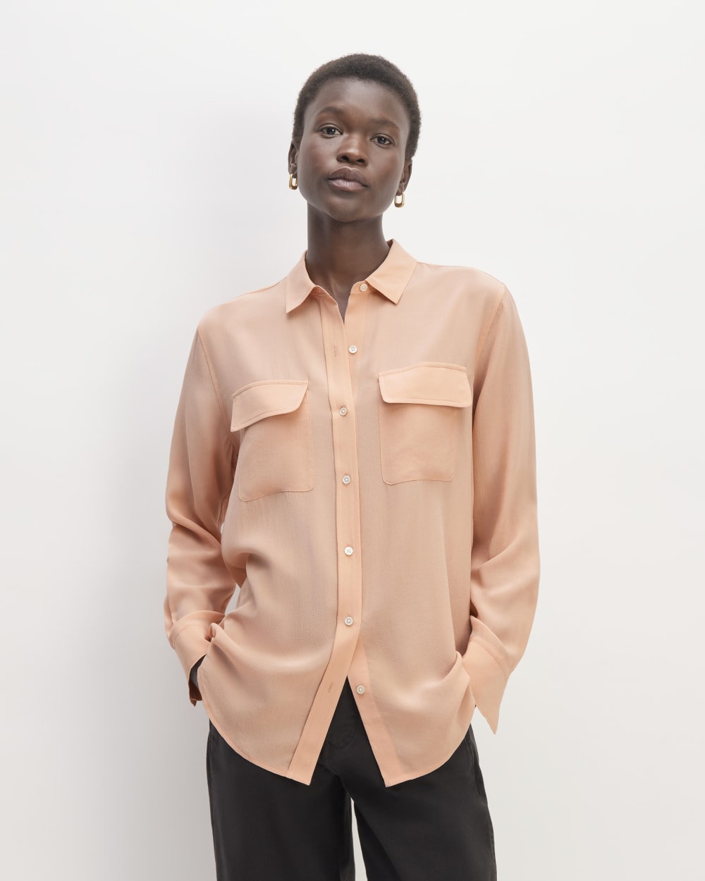The Utility Shirt in Washable Silk | Blush Pink