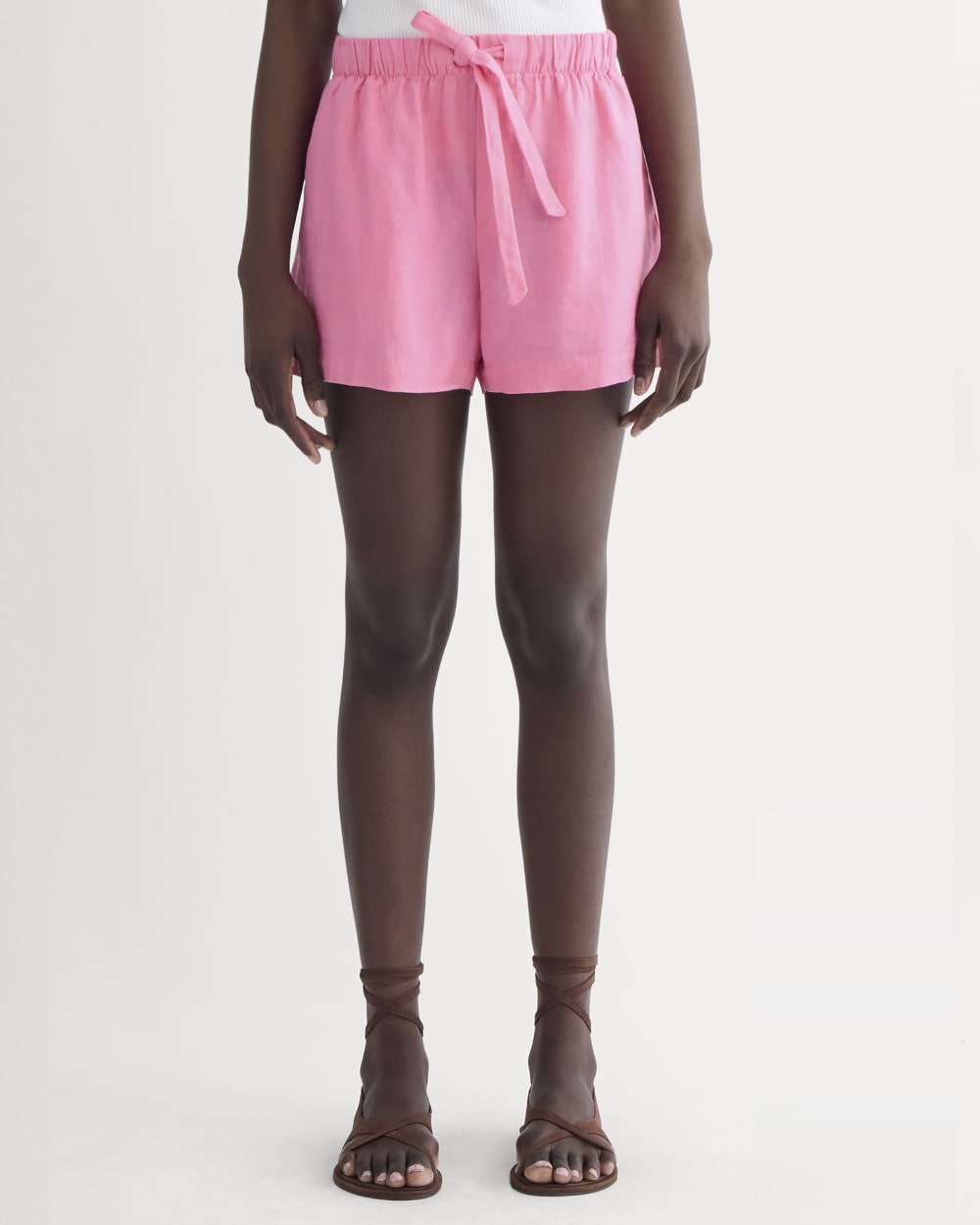 The Drawstring Boxer Short in Linen | Deep Pink - Image 3