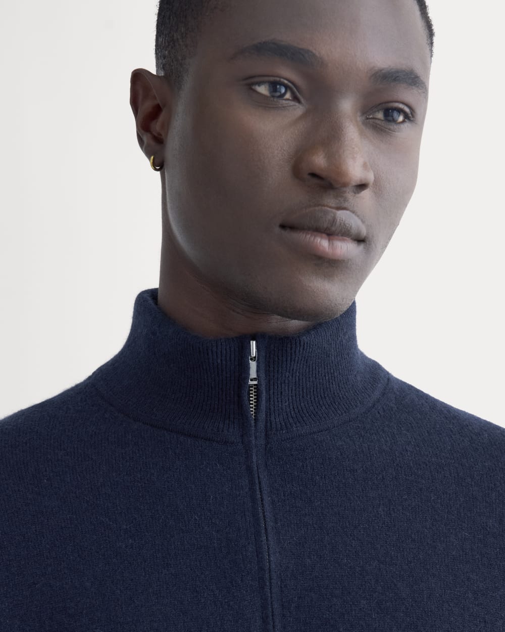 Cashmere Quarter Zip Sweater | Navy - Image 4