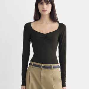 Sweatheart-Neck Top in Butterluxe | Black