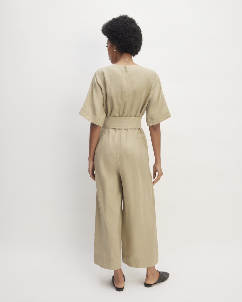 The Wrap Jumpsuit in Linen | Trench Coat Khaki - Image 6