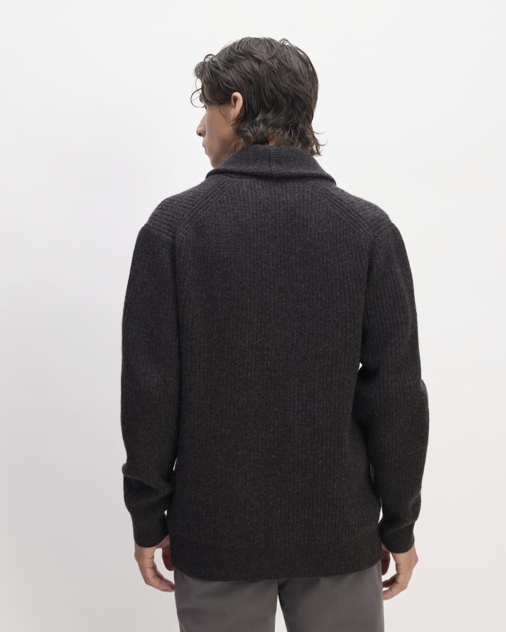 The Felted Merino Shawl Collar Cardigan | Charcoal - Image 6
