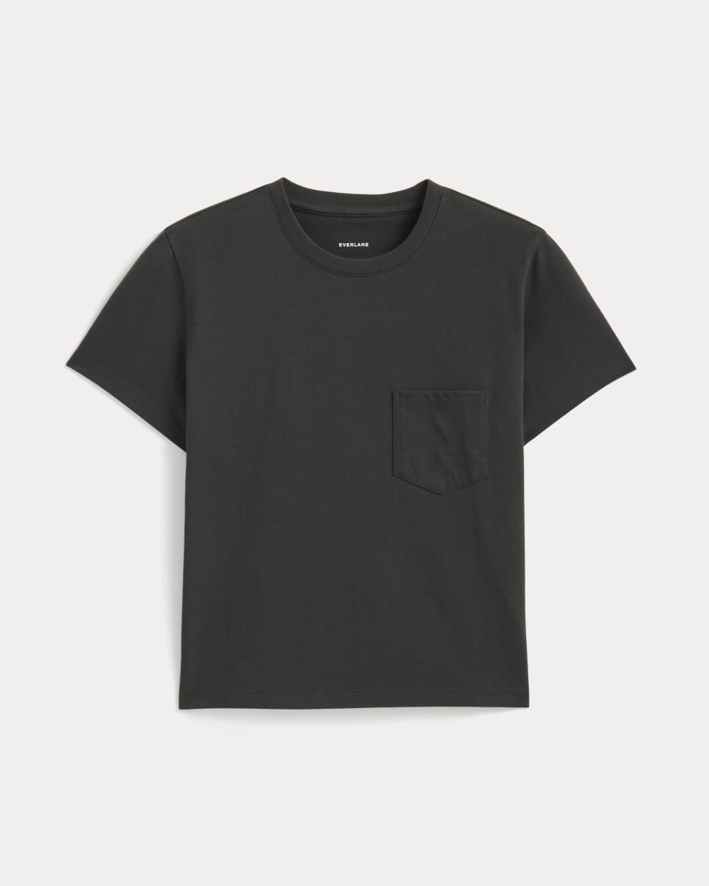 The Box-Cut Tee in Essential Cotton | Washed Black | Pocket - Image 2