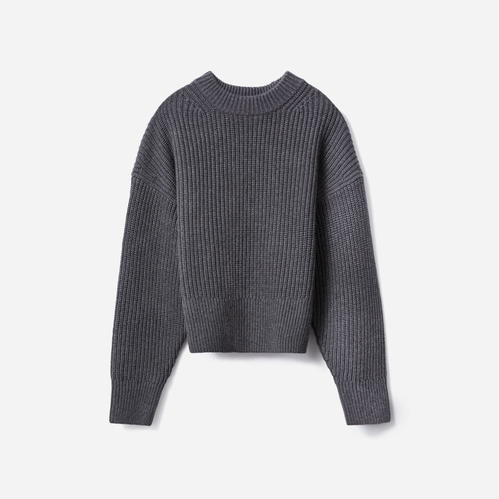 The Texture Cotton Crew | Heathered Charcoal Contrast Trim