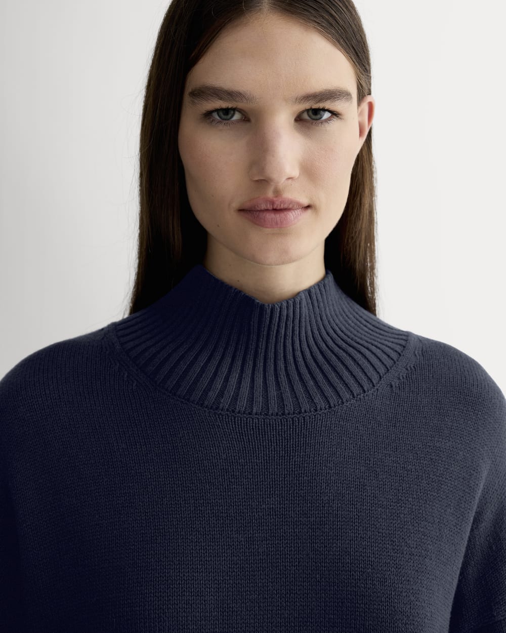The Boxy Turtleneck in Everyday Cotton | Navy - Image 4
