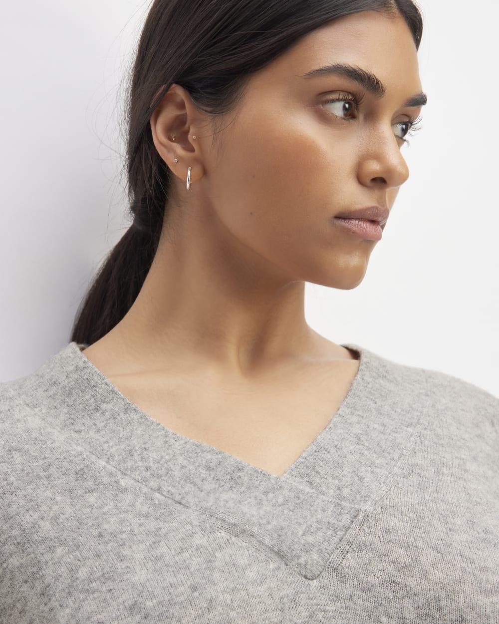 The Cozy-Stretch V-Neck Sweater | Heathered Grey - Image 4