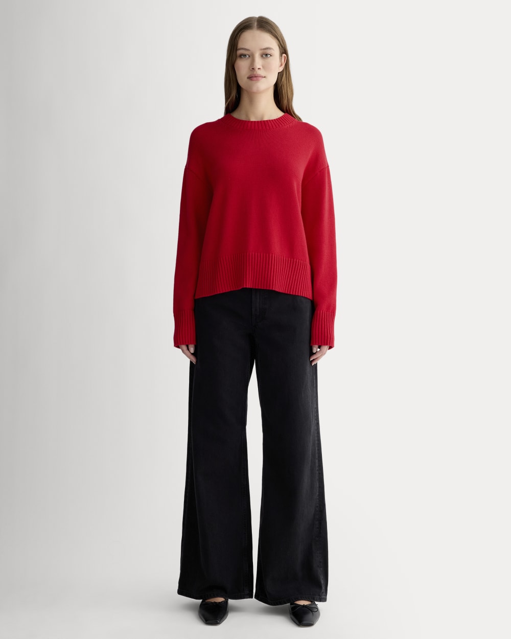 The Boxy Sweater in Everyday Cotton | Classic Red - Image 3