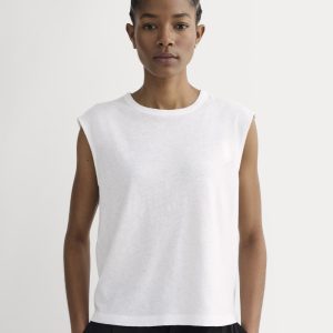The Muscle Tee in Cotton Linen | White