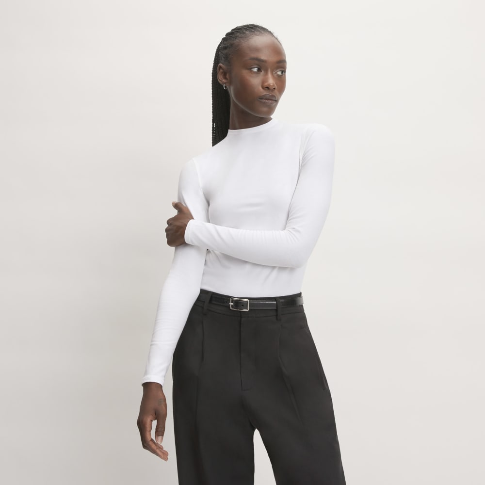 The Supima? Form Funnel Neck Tee | White