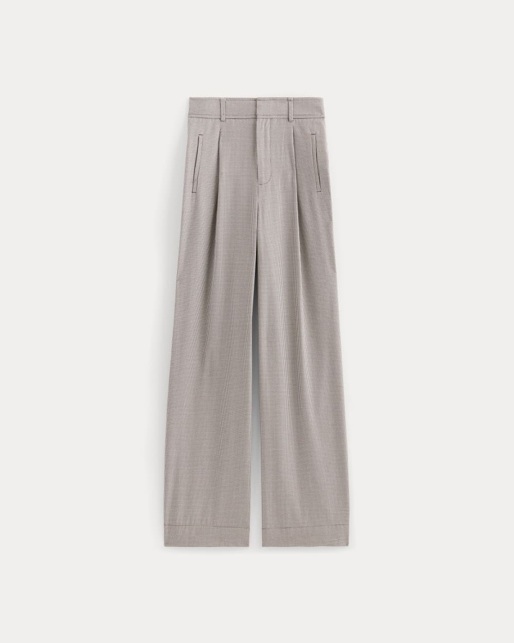 The Draper Pleated Pant in Buttersmooth | Deep Taupe Mini Gingham | 30 Inseam - Image 2