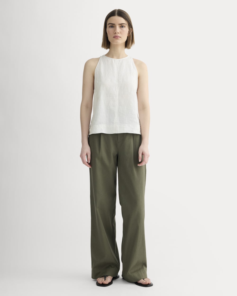 The Linen High-Neck Tank | Natural Chambray - Image 3