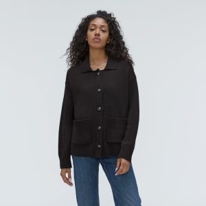 The Cotton Chore Sweater Jacket | Black