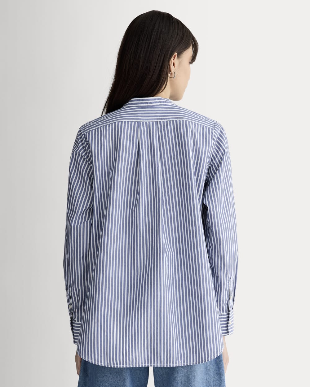 The Oversized Shirt in Ultrasoft Cotton | Bone / Mazarine Blue - Image 5