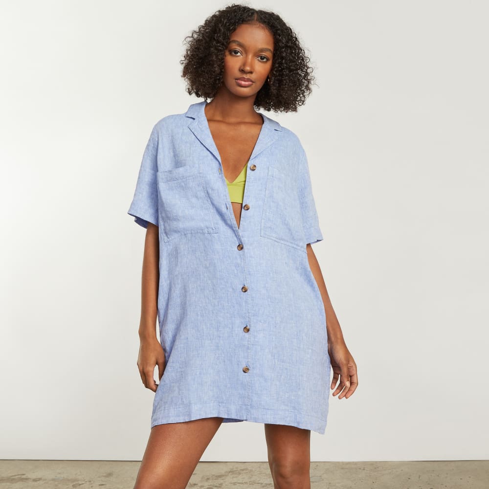 The Linen Workwear Dress | Medium Blue - Image 5