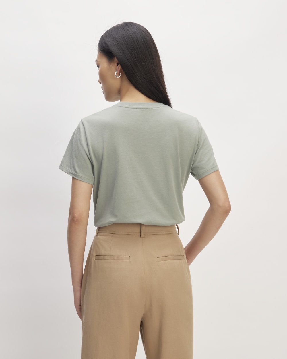 The Box-Cut Tee in Essential Cotton | Sage Green | Pocket - Image 4