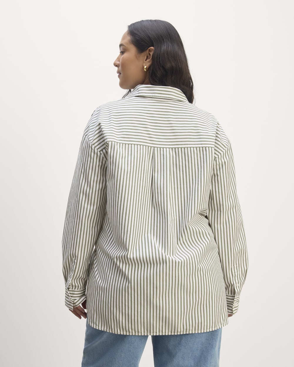 The Supima? Cotton Boyfriend Shirt | White / Moss Green - Image 4