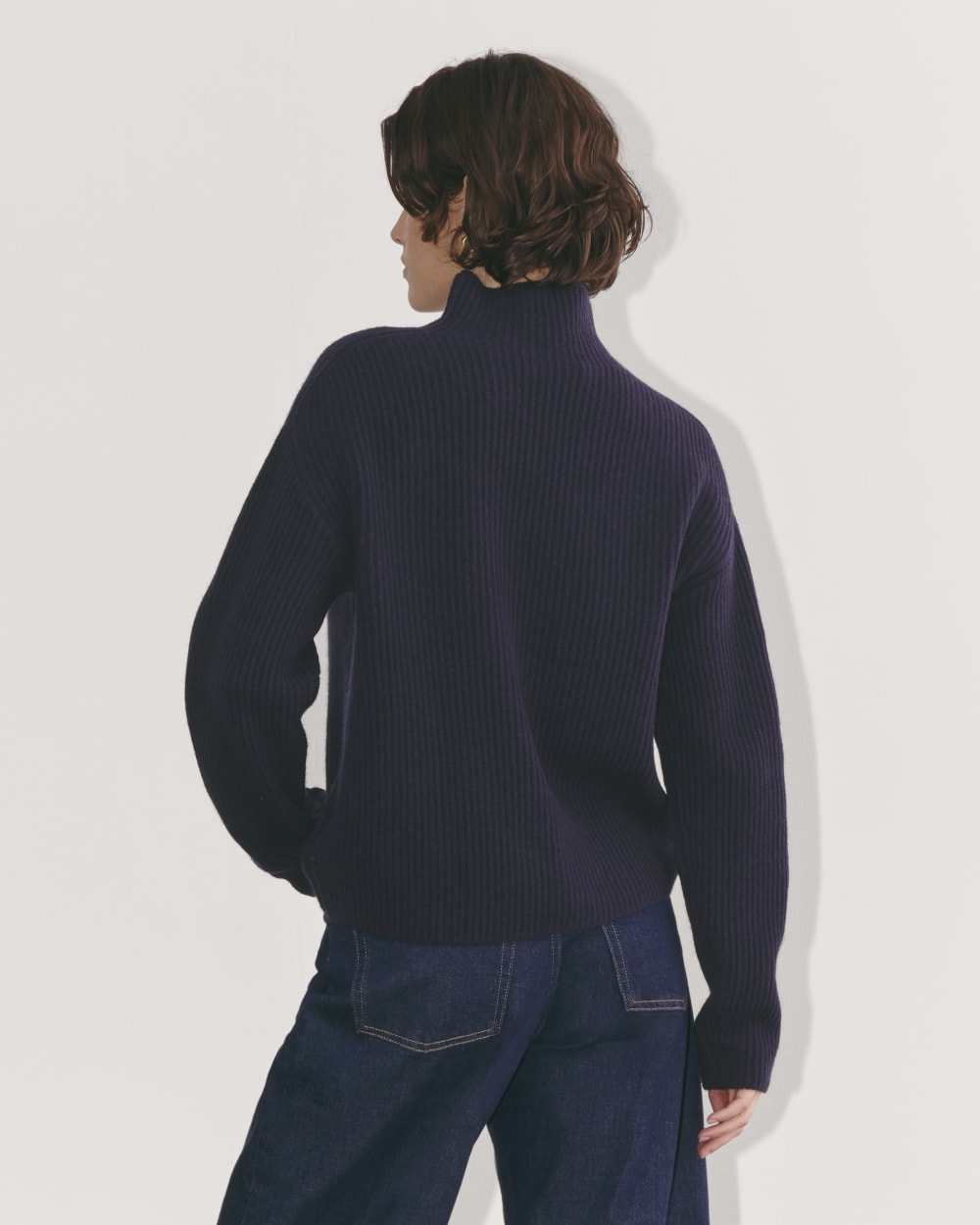 The Fisherman Turtleneck in Wool Cashmere | Navy - Image 5