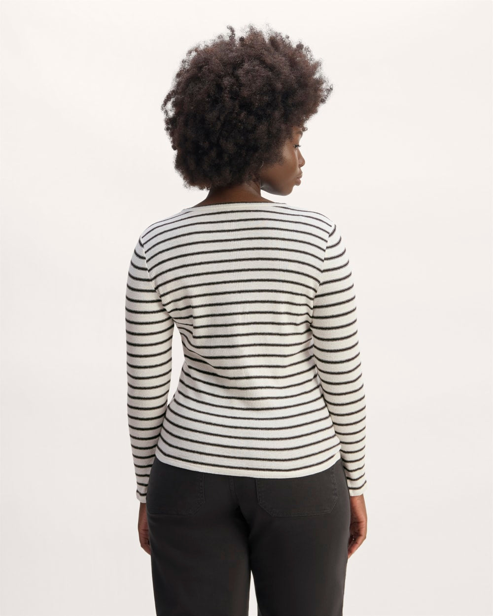 The Vintage Rib Cardigan | Bone / Black - Image 6