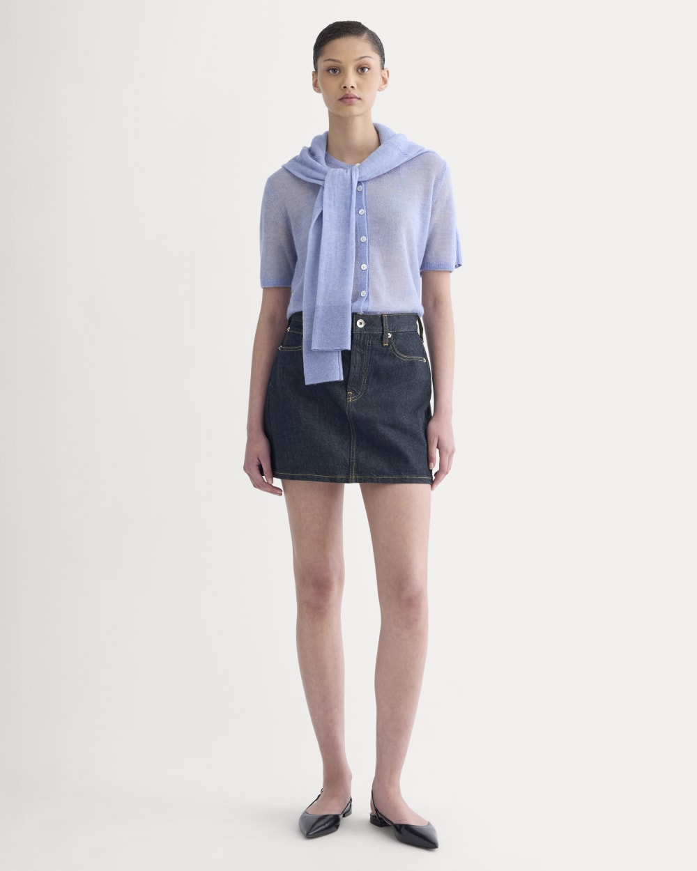 The Air Alpaca? Short-Sleeve Cardigan | Soft Blue - Image 4