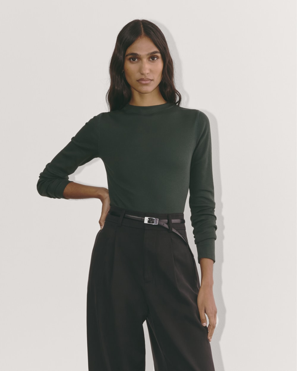 The Luxe Rib Funnel-Neck Tee | Scarab