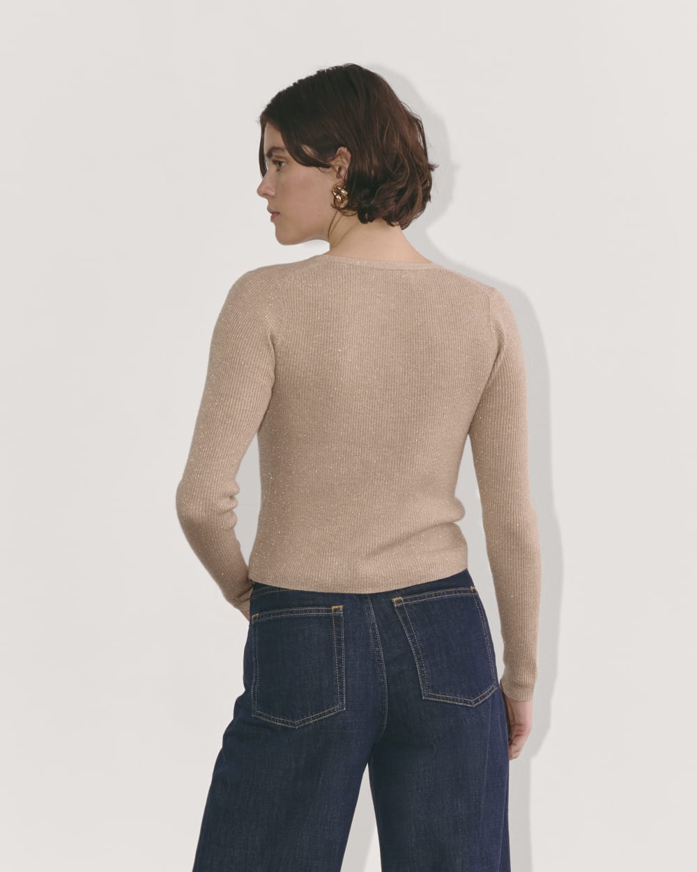 The Cardigan in Lurex Merino | Gold - Image 5