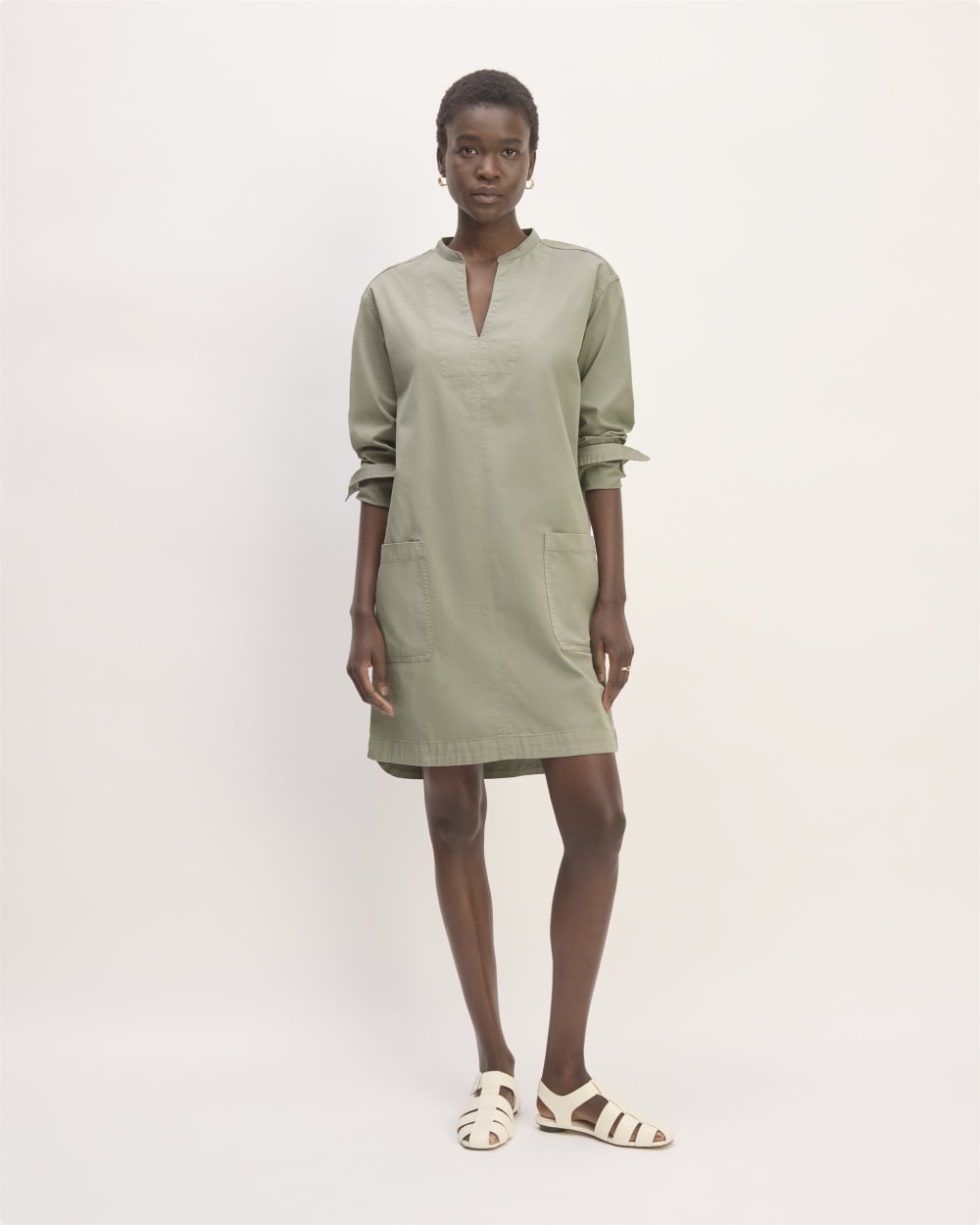 The Long-Sleeve Utility Mini Dress | Sage Green