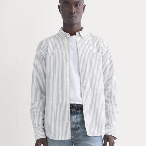 The Slim Oxford Shirt | Bone / Navy | Tall