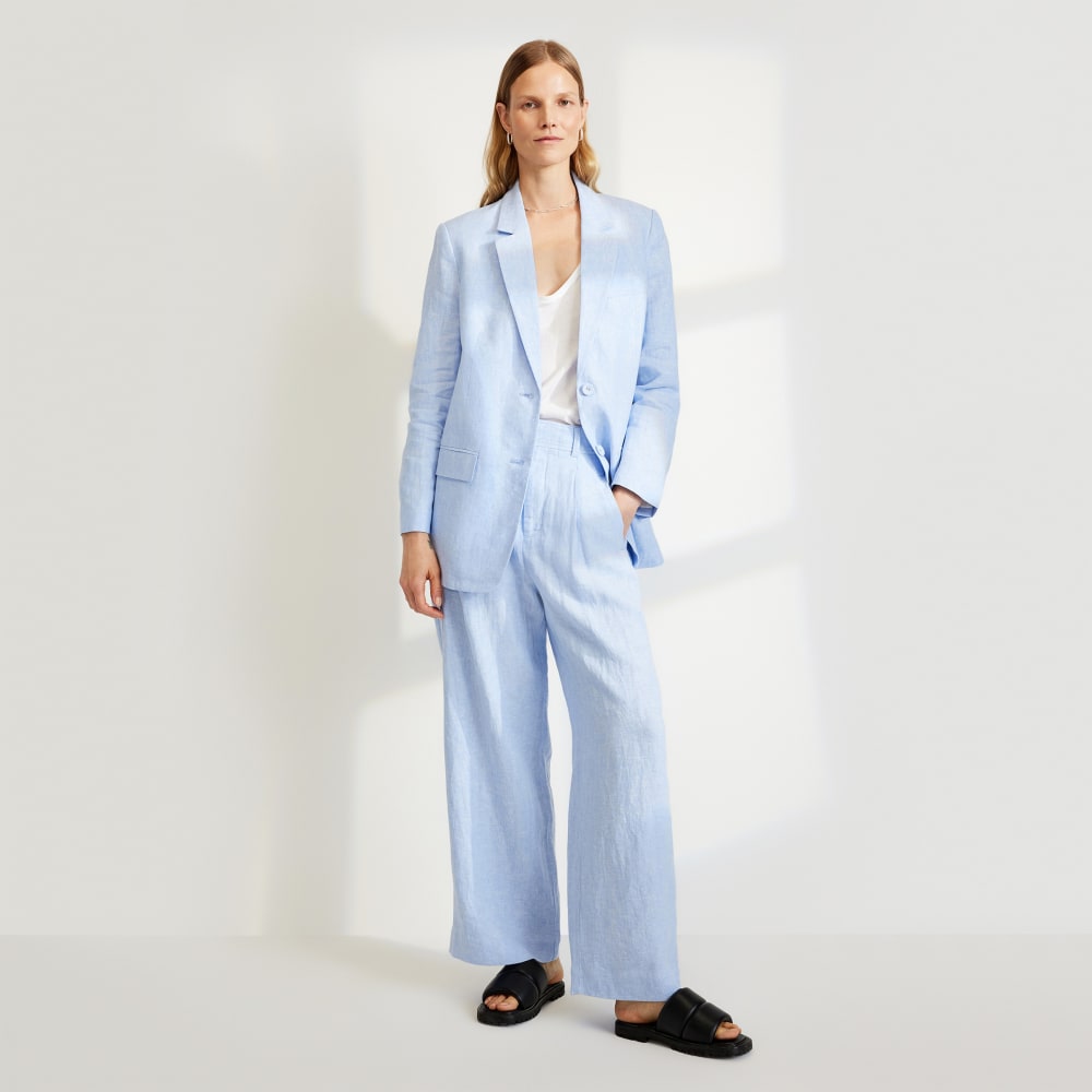 The Oversized Blazer in Linen | Light Blue - Image 6