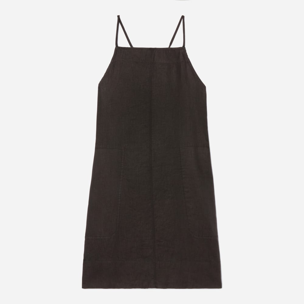 The Linen Apron Dress | Black
