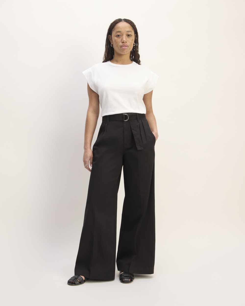 The Pleated Wide-Leg Chino | Black