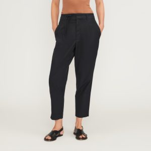 The Poplin Pleated Taper Pant | Black