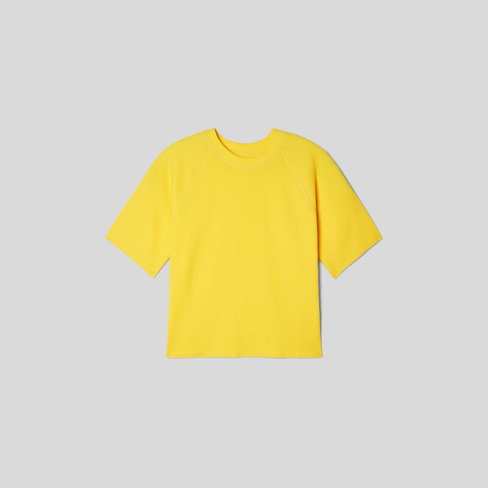 The Organic Cotton Waffle Raglan Tee | High Visibility Yellow - Image 2