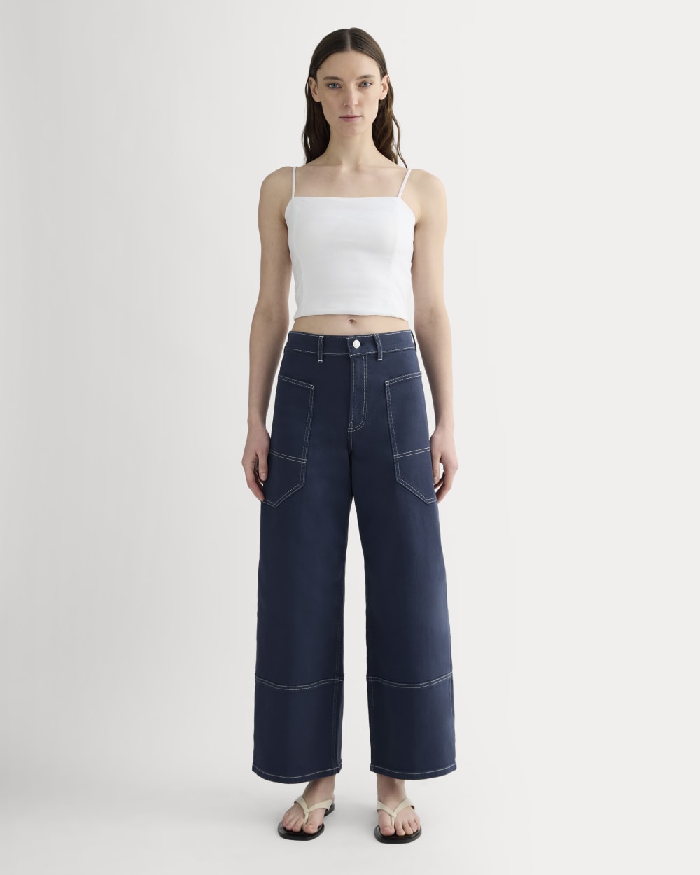 The Seamed Top in Stretch Linen | White - Image 3