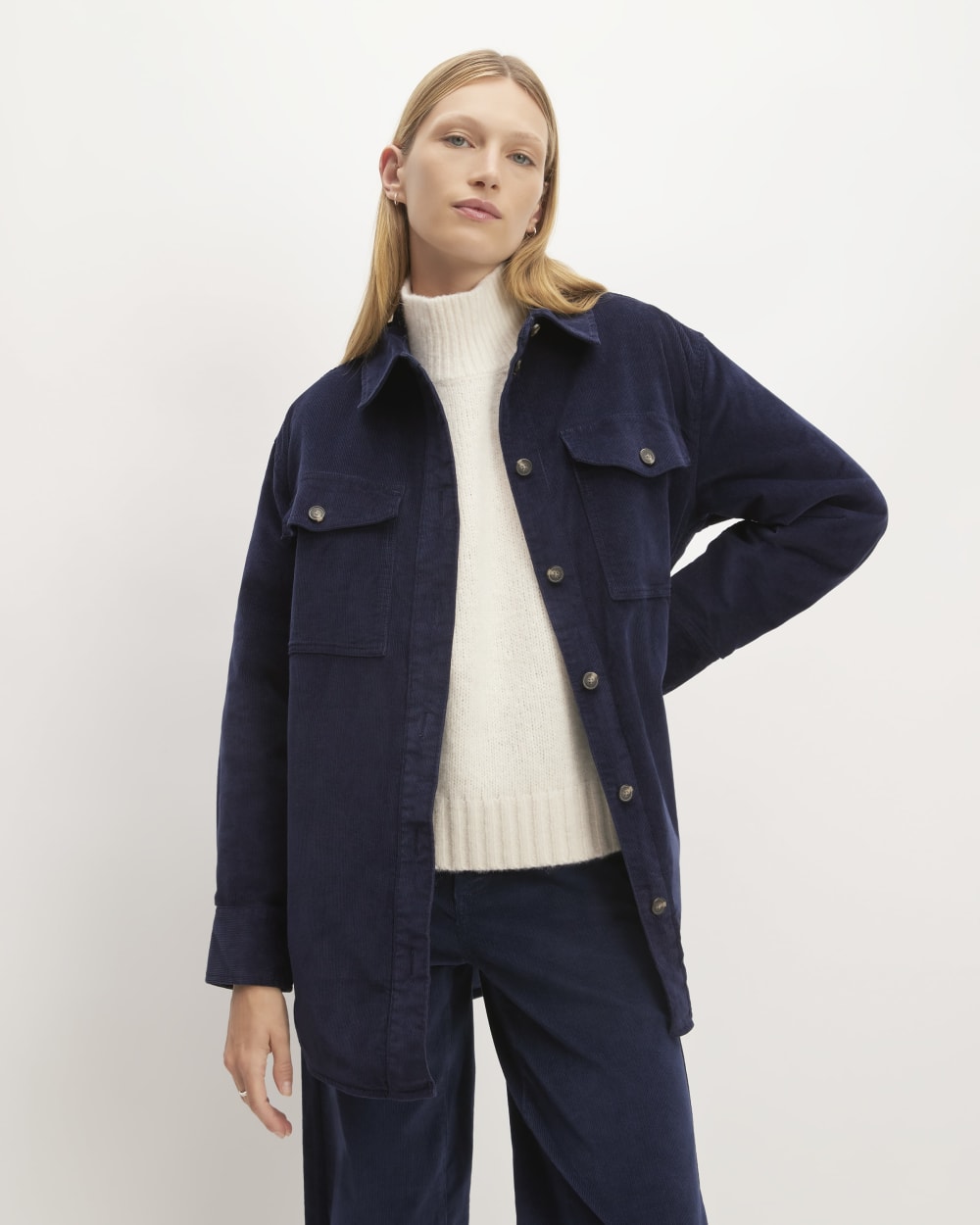 The Corduroy Oversized Shirt Jacket | Navy