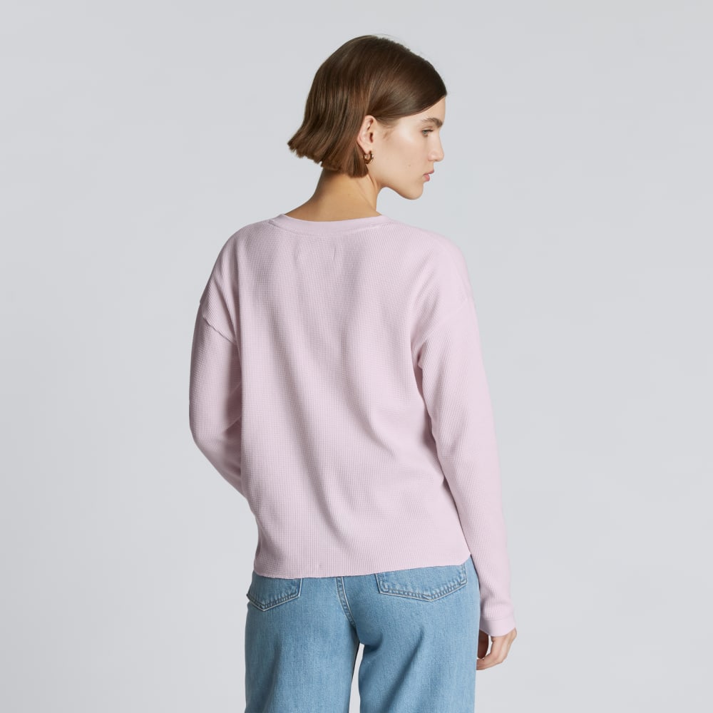 The Organic Cotton Waffle Henley | Light Lilac - Image 3