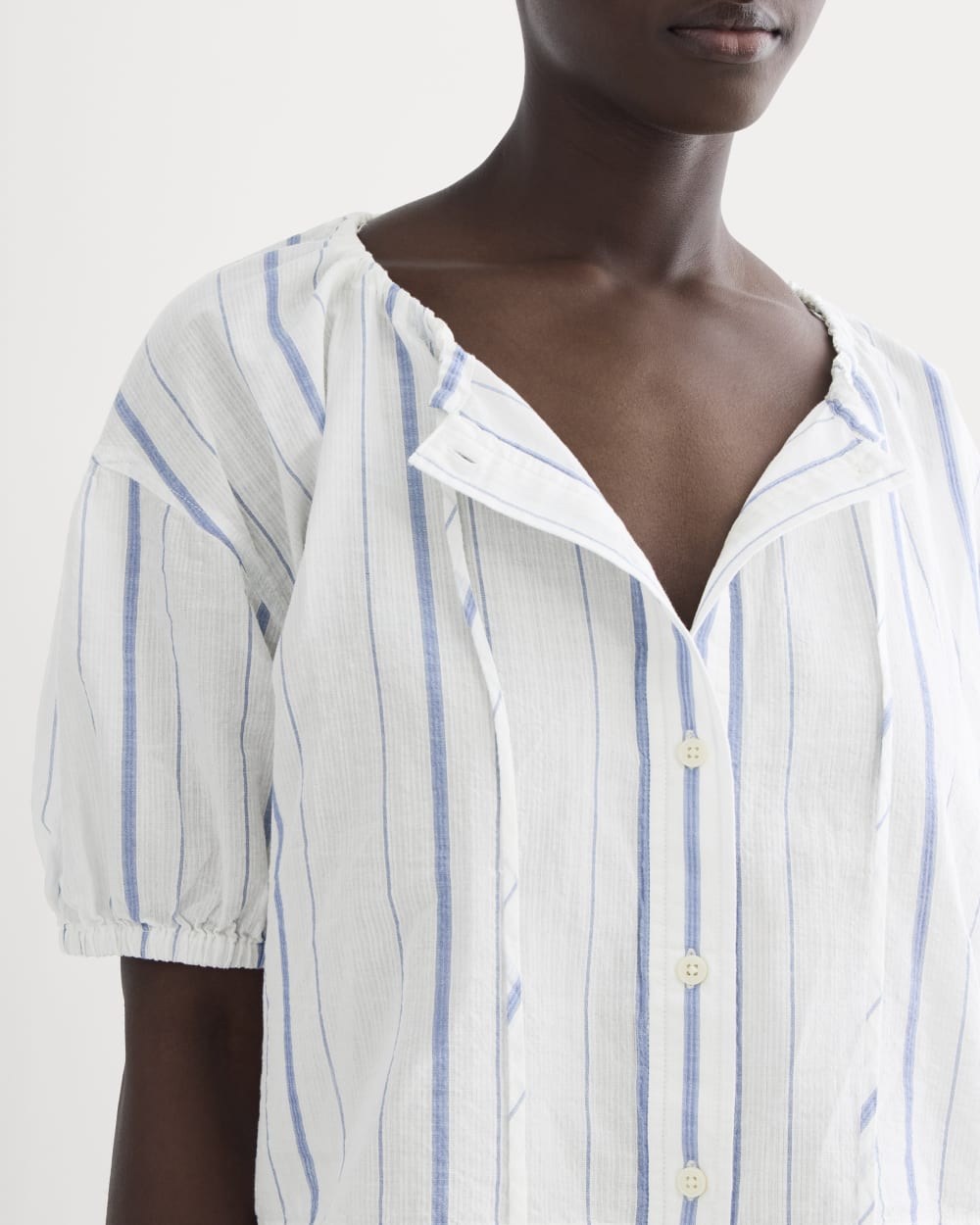 The Gauze Button-Up | Bone / Dutch Blue - Image 4