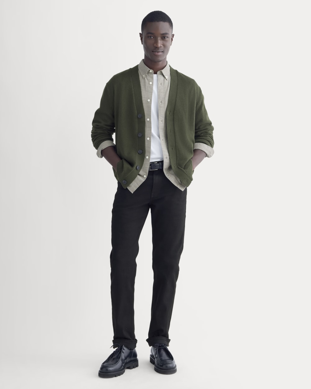 The Classic Cardigan in Everyday Cotton | Dark Green - Image 3