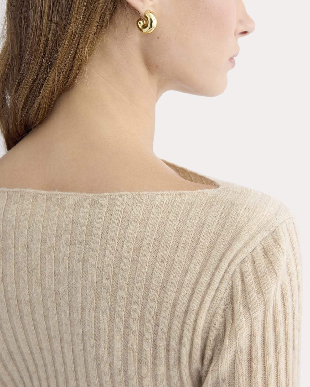 Cashmere Ribbed Boat-Neck Sweater | Heather Light Camel - Image 4