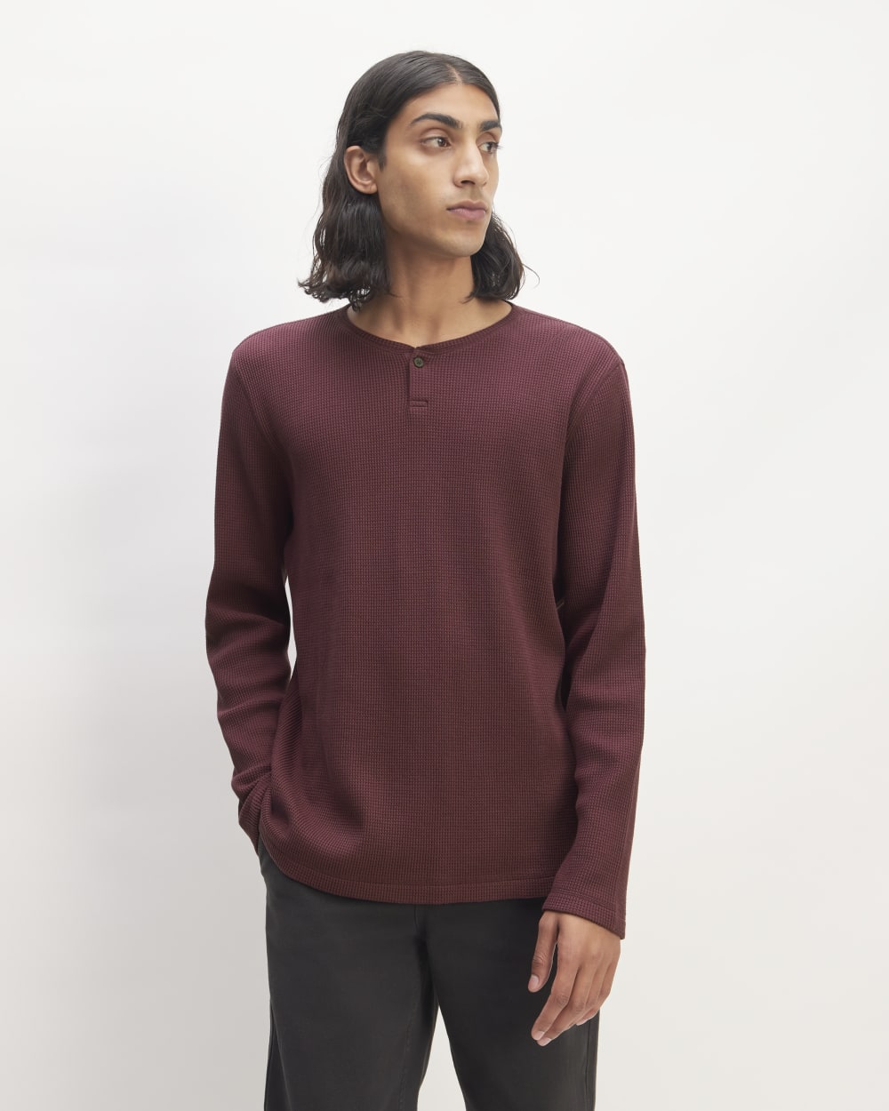 The Waffle Long-Sleeve Henley | Burgundy
