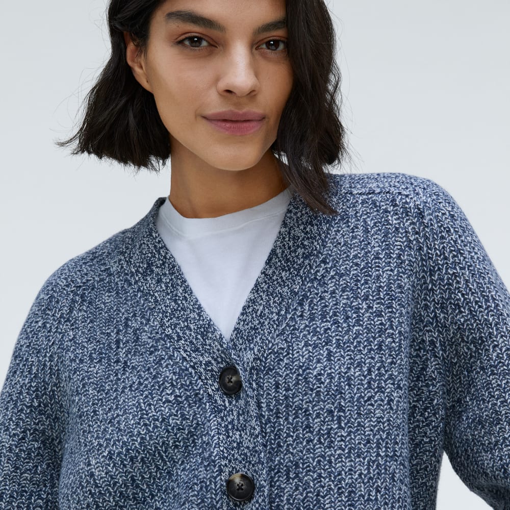 The Felted Merino Cardigan | Dark Mallard / Oat Twist - Image 4
