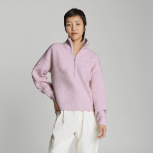The Half-Zip Sweater in Luxe Merino | Light Lilac
