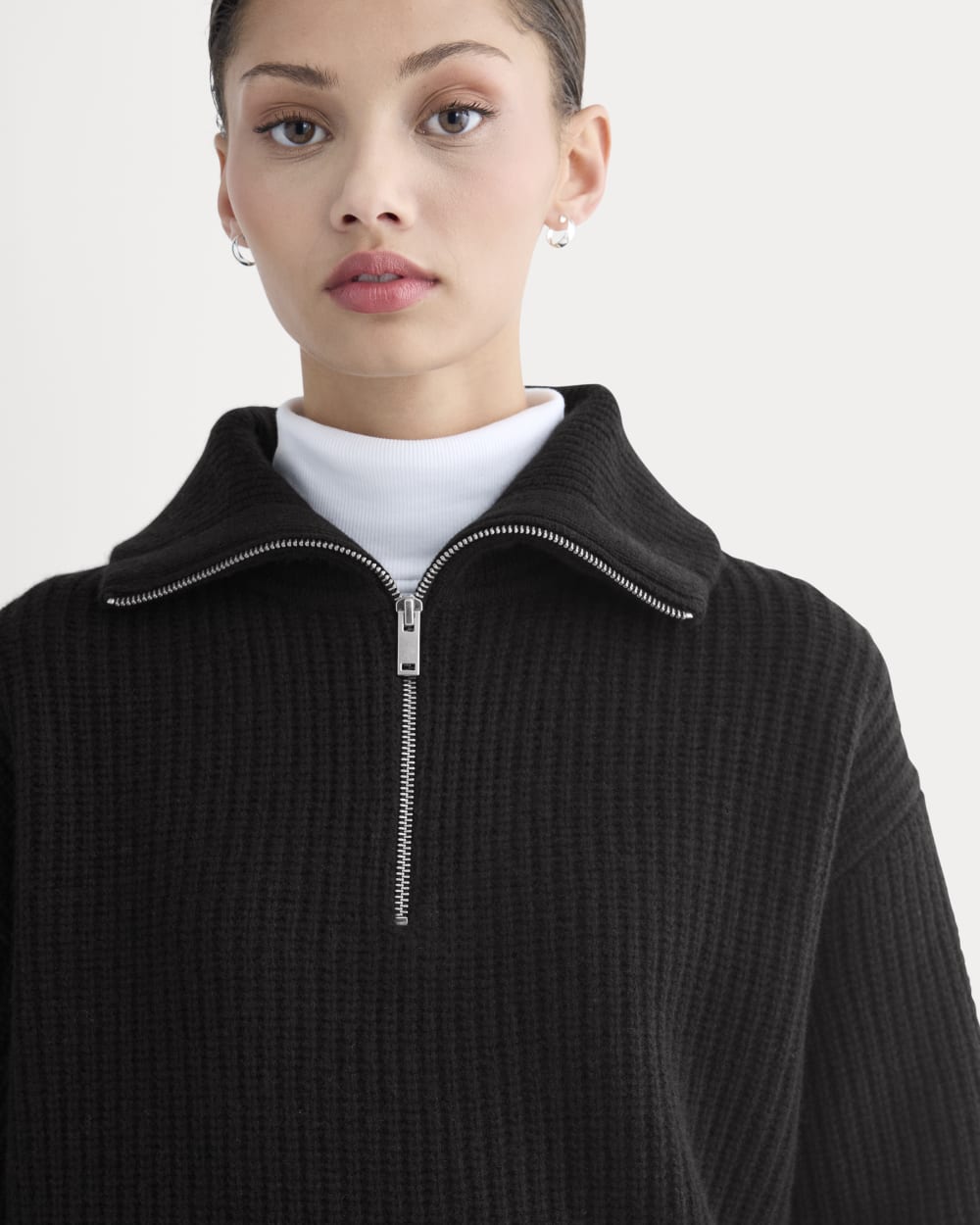 Half-Zip Sweater in Luxe Merino | Black - Image 4