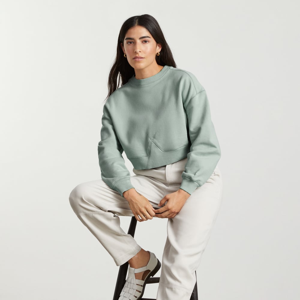 The Organic Cotton Cropped Crew | White Sage - Image 6