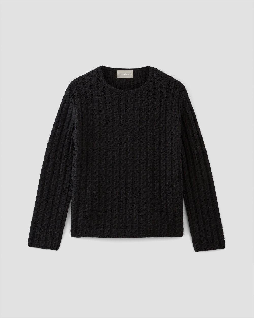 The Cotton Merino Cable Crew | Black - Image 2